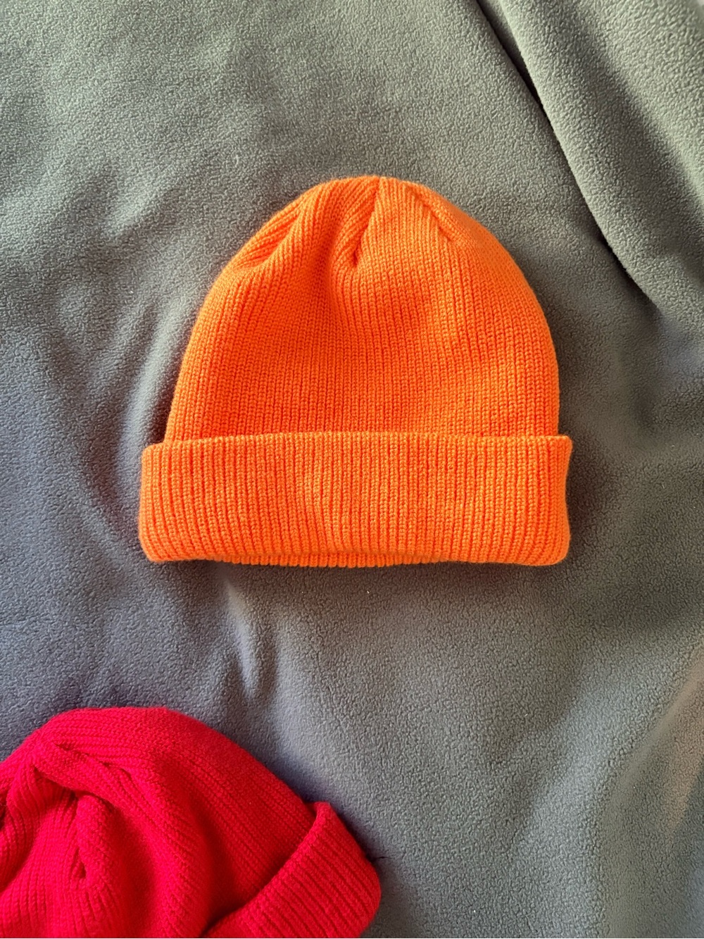 Orange Knit Beanie Hat